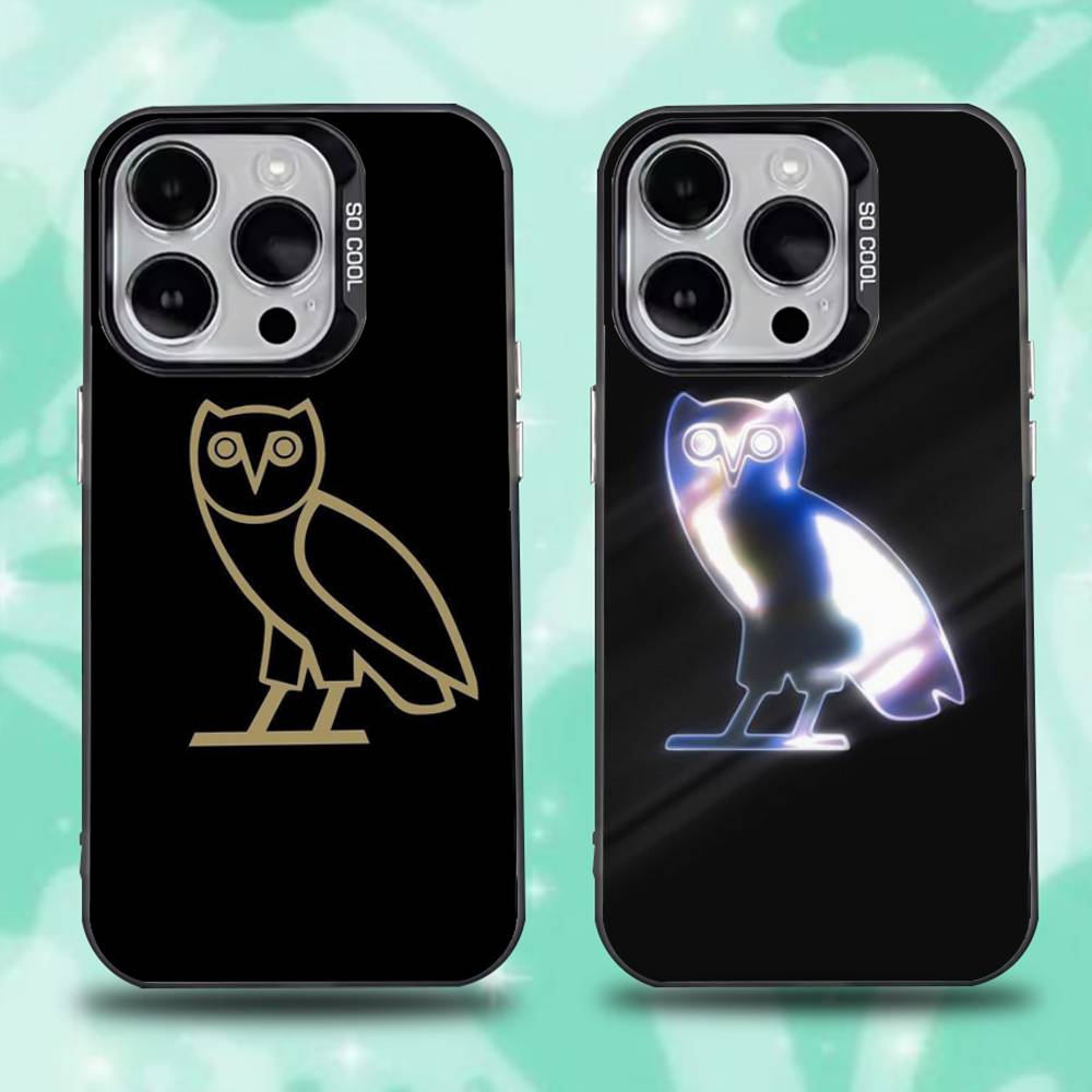 Custodia per Telefono Drake O-OvO OWL Per iPhone 16,15,14,13,12,11,Pro,Max,Plus,Mini,XS,SE Anti Caduta Nero Opaco Bumper Rigido