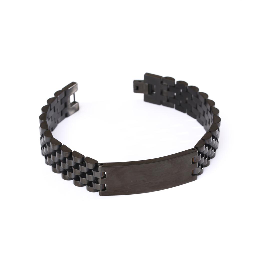 15mm Wide Curved Bar Watch Band Bracelet for Men Stainless Steel Adjustable Titanium Steel Korean Fashion Jewelry