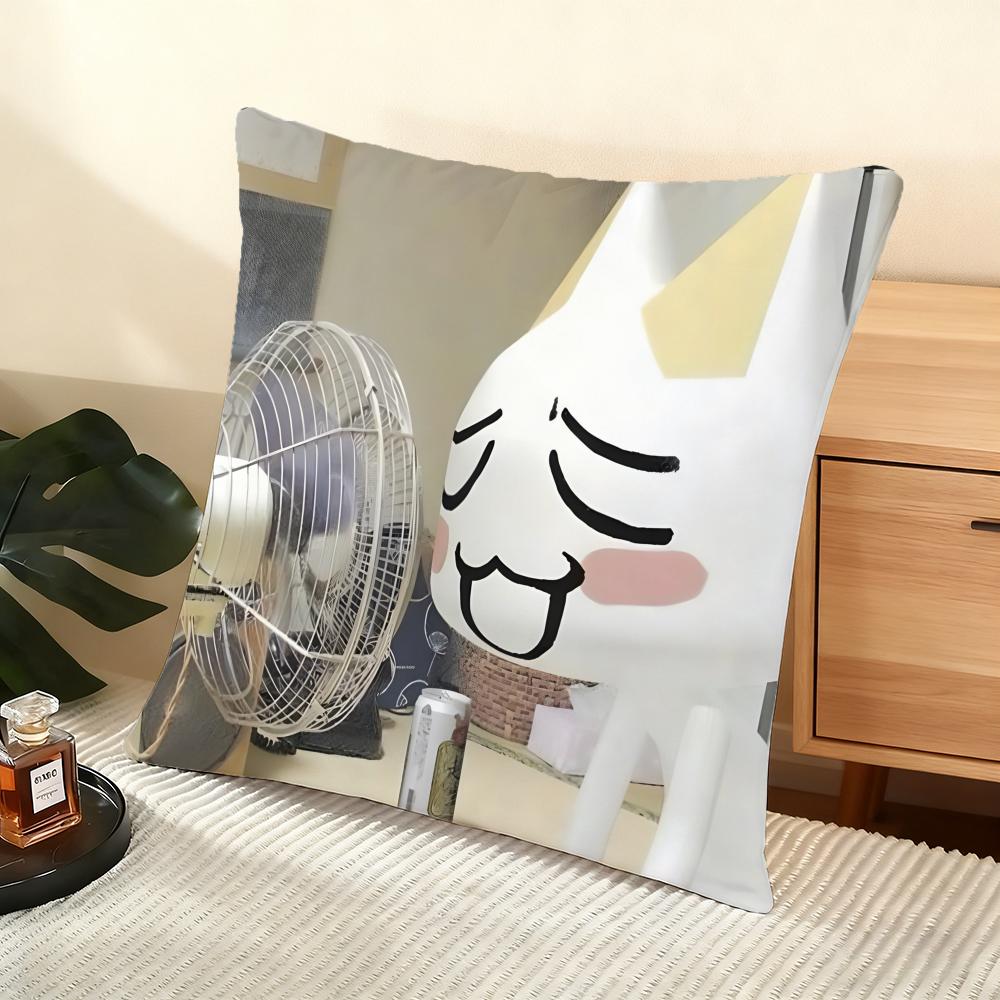 Cushion Cover Silky Short Plush Home Sofa Cushion Cover - Invisible Zipper Home Decoration Hot Movie Toro Cute Cat