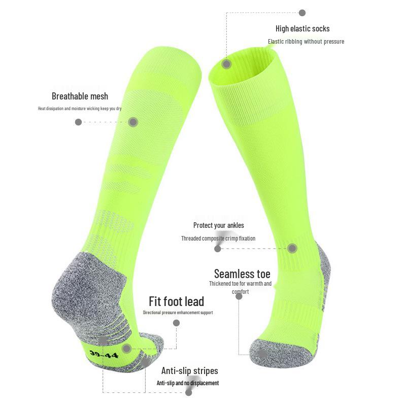Cross-Border Mid-Calf Non-Slip Football Training Socks for Adults and Children, Thickened Towel Bottom.