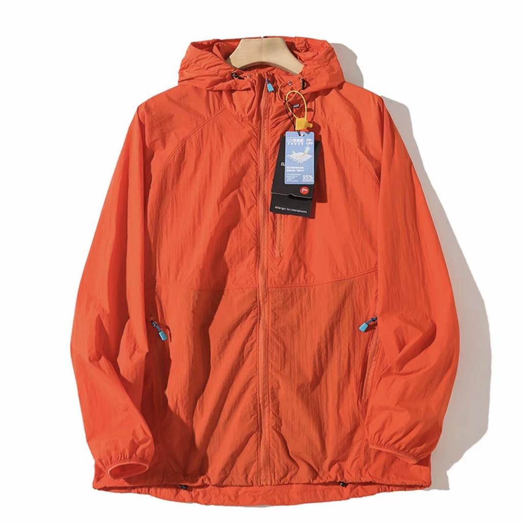Outdoor Hooded Jacket Couple Matching Summer Sports Wear Men's Style Two-Way Zipper Waterproof Running Clothes