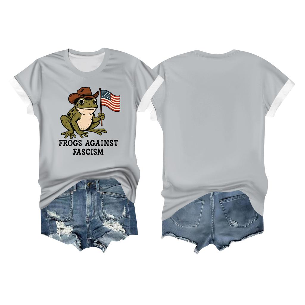 Women's Casual Printed T-shirt Round Neck Pullover Short-sleeved Top