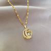 Copper Micro-inlaid Zircon Moon Love Smart Pendant Necklace Temperament Light Luxury Niche Design Sense
