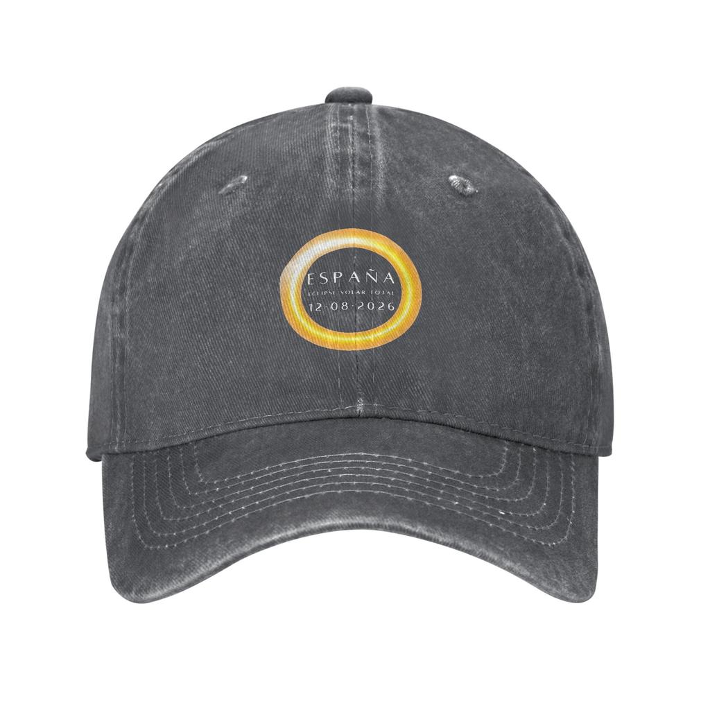 Spain Total Solar Eclipse Baseball Cap Distressed Washed Totality Event Snapback Unisex Outdoor All Seasons Gift Caps Hat