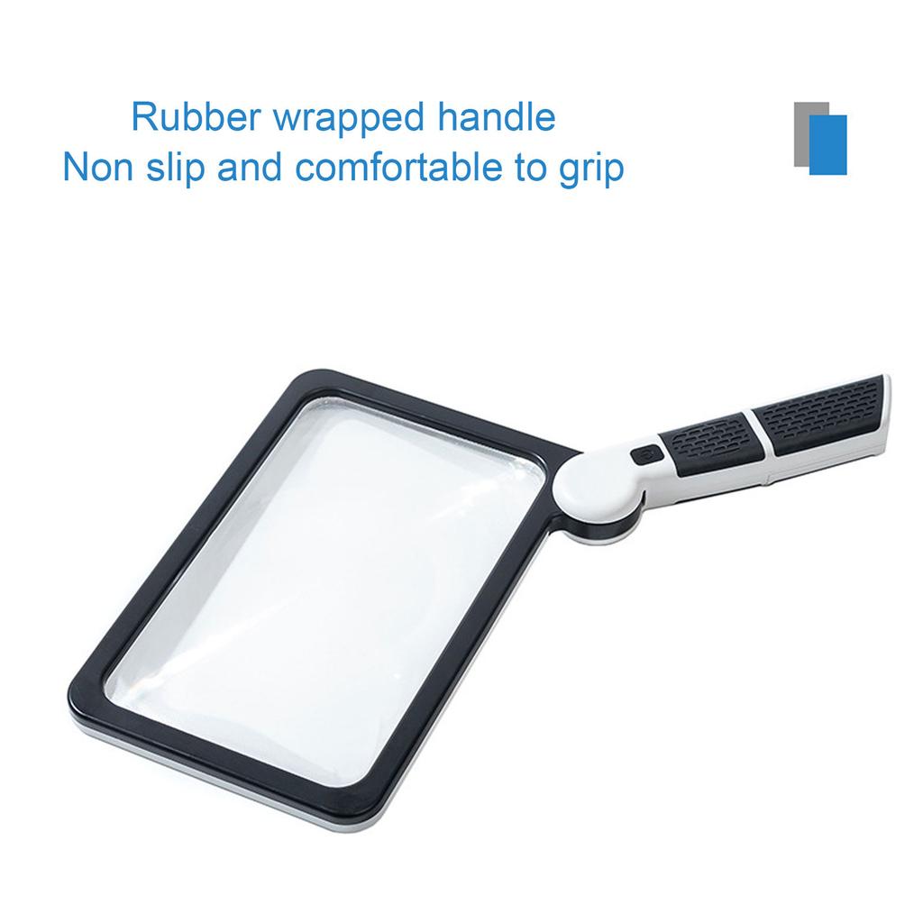 Folding Handheld Magnifying Glass 48 Light Chips 5X Magnification LED Reading Writing Magnifier