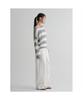 8SECONDS Loose Fit Striped Boat Neck Pullover Light Gray