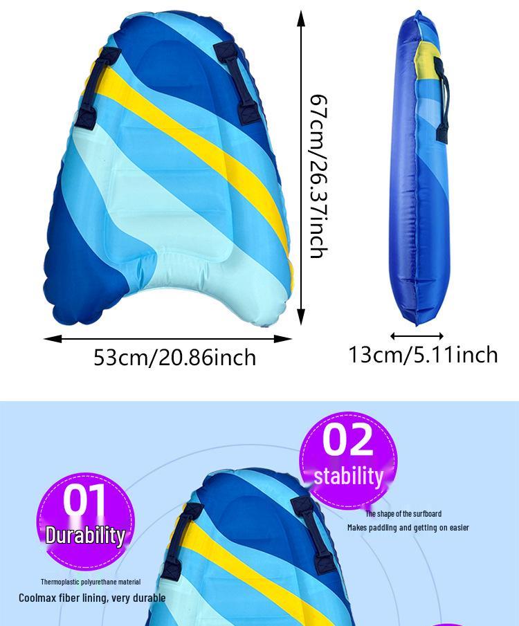 Eco-Friendly Children's Inflatable Surfboard: Thickened PVC Floating Board with Handle for Summer Water Play.