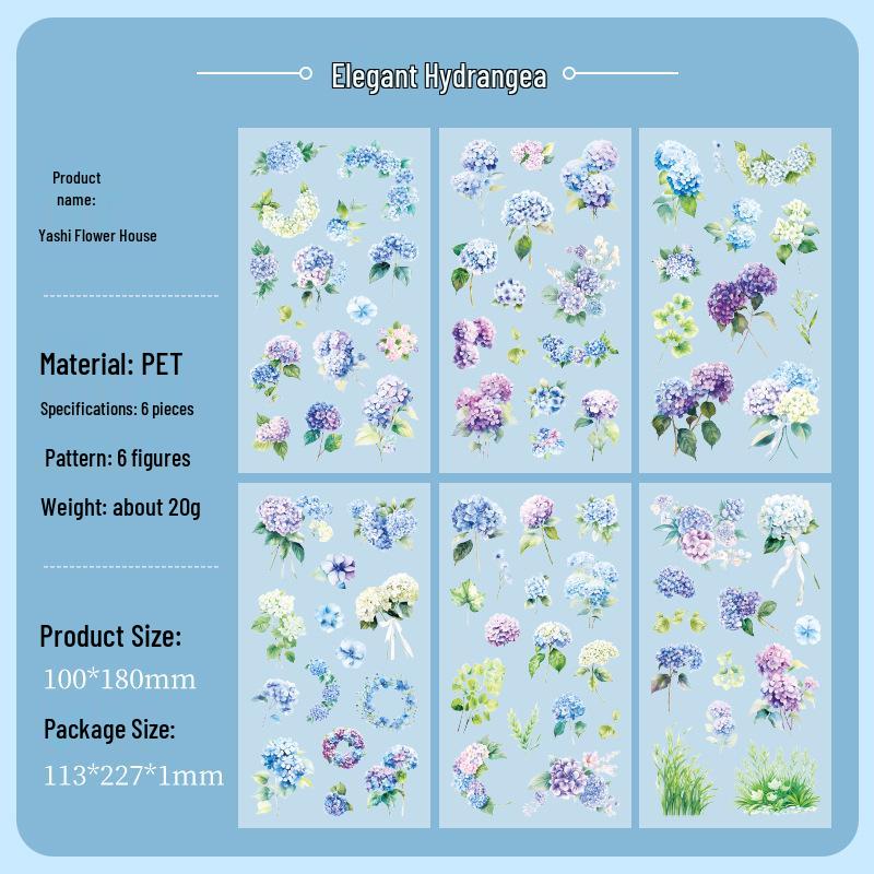 Yue Zhen Floral Retro Waterproof PET Die-cut Journal Stickers