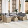 VidaXL 10-Piece Garden Sofa with Cushions Beige Synthetic Rattan 3346890