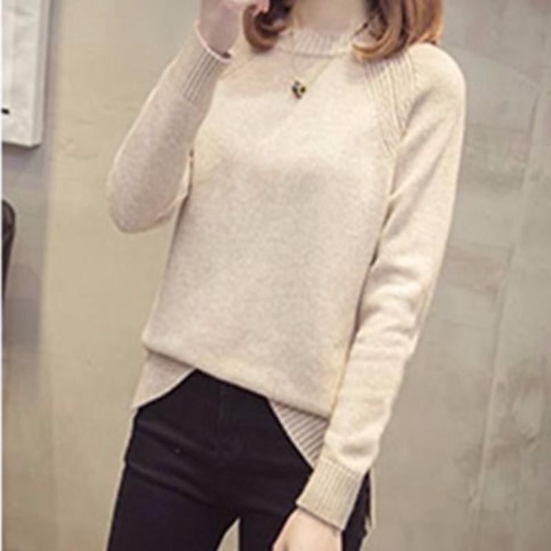 Damen Herbst- und Winterpullover Damen Locker Koreanische Version Einfarbig Langärmliger Basis-Pullover Rundhals Gestrickter Pullover Top