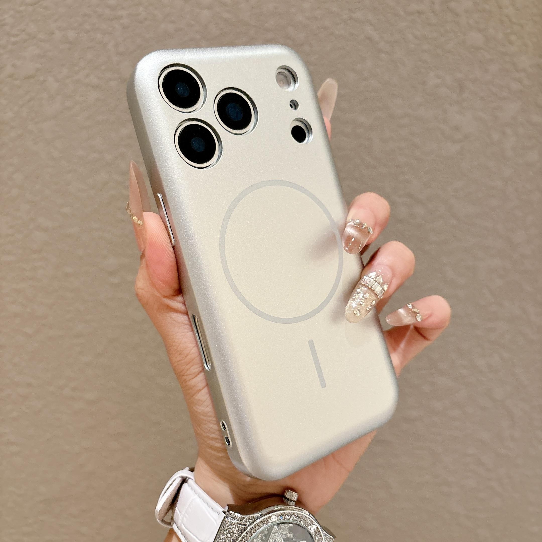 

Metal Paint For Magsafe Magnetic Case For iPhone 17 16 15 14 13 Pro Max Oval Frame Camera Protection Matte Hard PC Cover iPhone17