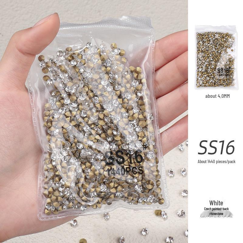 Pointed Bottom Czech Rhinestones for Nail Art - Glass Transparent Accents for Nail Decorations