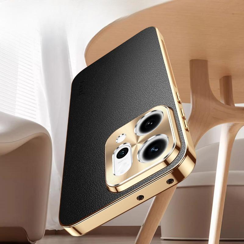 Cover Placcato in Pelle con Motivo Lichee per Oppo Reno 14 13 12 11 10 9 Pro Plus Custodia Protettiva Antiurto Bumper