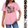Women's Fashion Independence Day  Printed Round Neck Short Sleeved Casual T-shirt Top