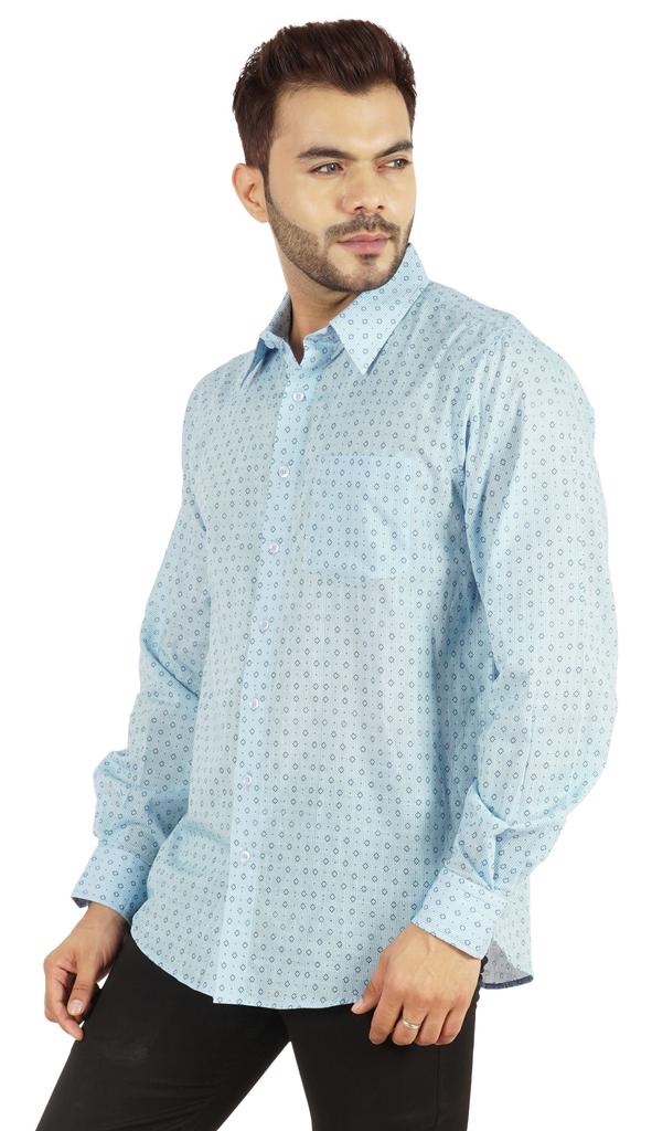 Bestman Printed Shirt For Mens Full Sleeves With Cuff Slub Cotton Shirt Office