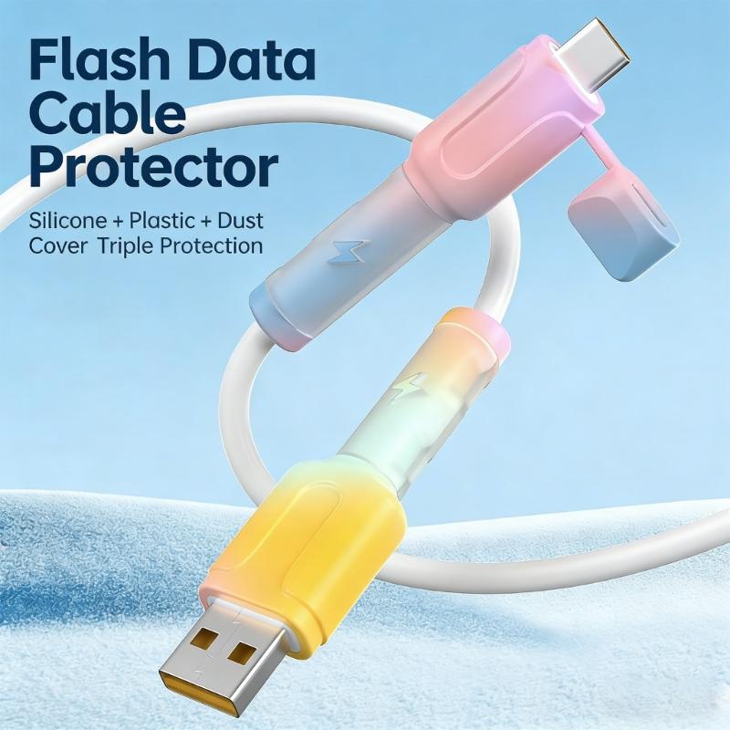 Flexible Phone Chargers Cord Savers Soft Silicone Data Line Protectors Prevents Fraying For Multiple Device Types