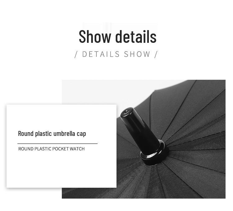 16-Rib Large Windproof Umbrella - Double Person, Auto Open, Reinforced Straight Handle, Custom Logo Business Umbrella
