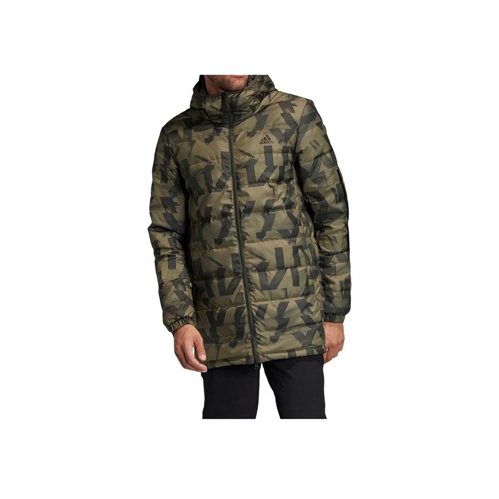 adidas Chaqueta Plumífero Reversible de Largo Medio para Exterior Invierno Hombre Ropa Exterior Marrón Oliva FR6635