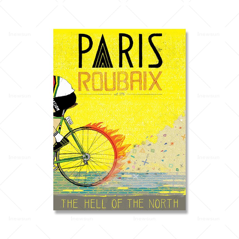 Cycling Race Posters Classic Cycling Monuments Tours Paris Canvas Painting Prints Bike Wall Art Pictures for Home Decoration