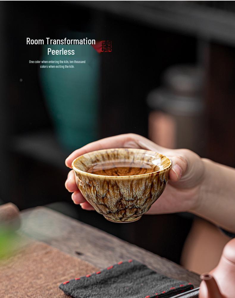 Kiln-Fired Ceramic Tea Cup Set: Five Elements Gift Box with Tea Bowls