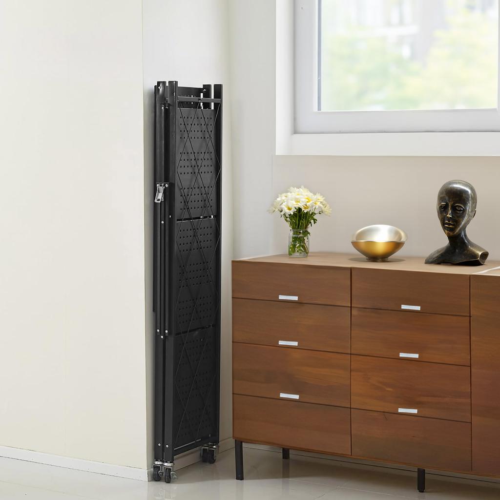 Gestel Foldable Shelf 4 Levels Black On Wheels