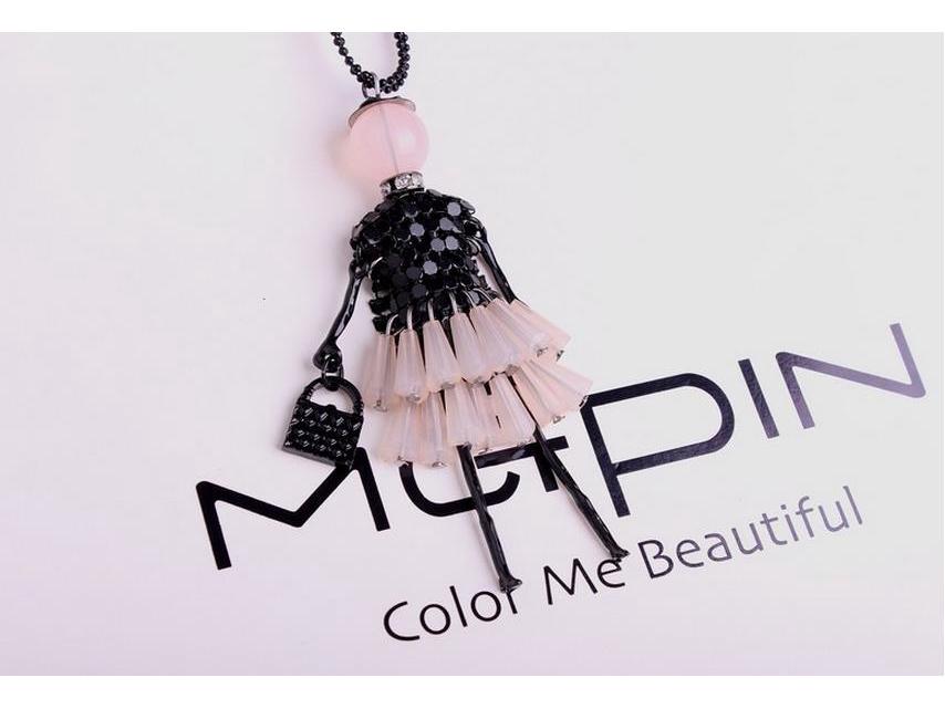 Ethnic Style Crystal Slice Doll Necklace Sweater Chain