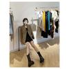 2025 Spring Autumn Women's Brown Blazer, Korean Style Loose Fit Casual Jacket with Notched Lapel, Internet Famous Office Wear for Daily Outfits