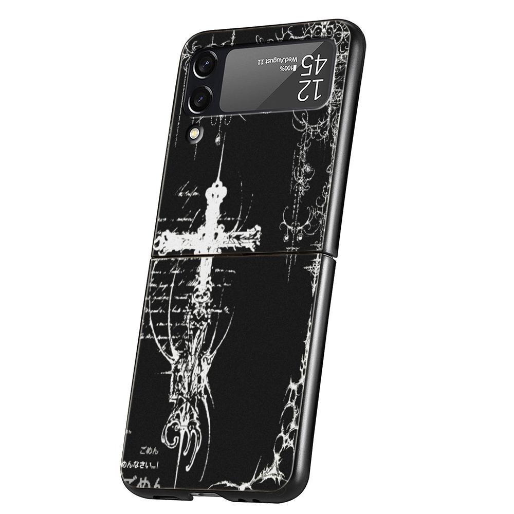 Cyber Sigil Kreuzlinie Harte PC Handyhülle Für Samsung Galaxy Z Flip 7 6 5 4 Schwarze Hülle Für Galaxy Z Flip 3 Faltbare Capas Taschen