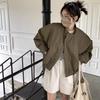 Army Green High-Waist Stand-Collar Windbreaker - New Autumn and Spring Style Jacket