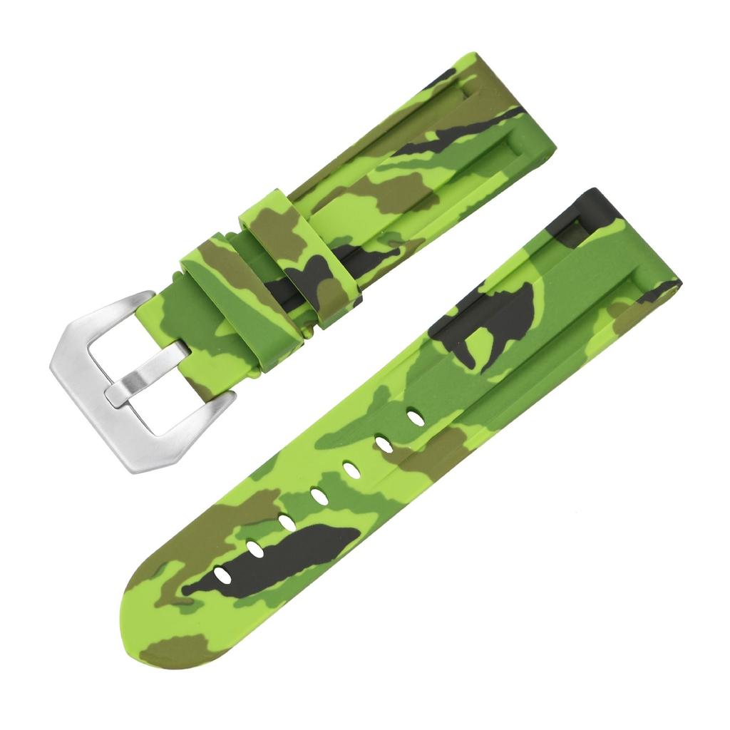Universal Silicone Watch Band for Panerai - 20mm 22mm 24mm 26mm Soft Rubber Camouflage Sport Big Buckle Durable Strap for PAM Military Smart Watch
