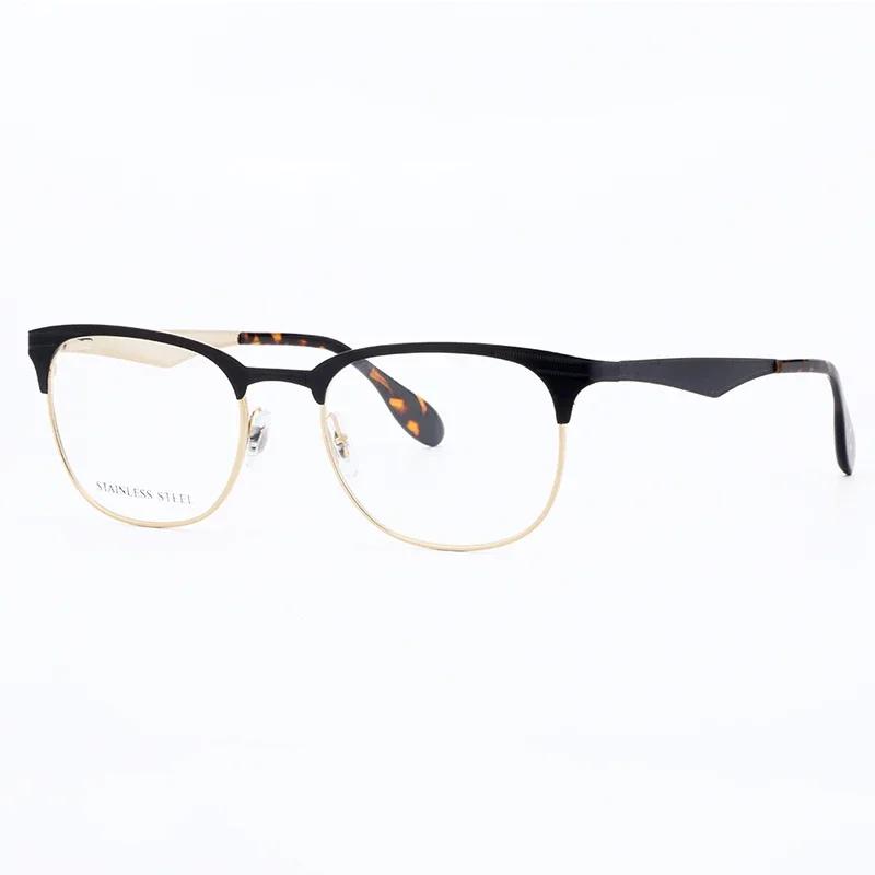 New Arrival Frame Men's Fashion Eyeglasses Male's Myopia Big Eye Glasses Striped Stainless Steel Eyewear