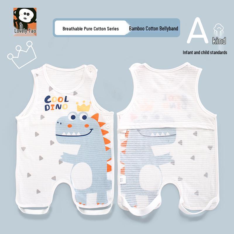 Bavoir d'été mignon Tao Baby en coton à demi-dos et leggings fins protecteur de ventre pour nouveau-nés