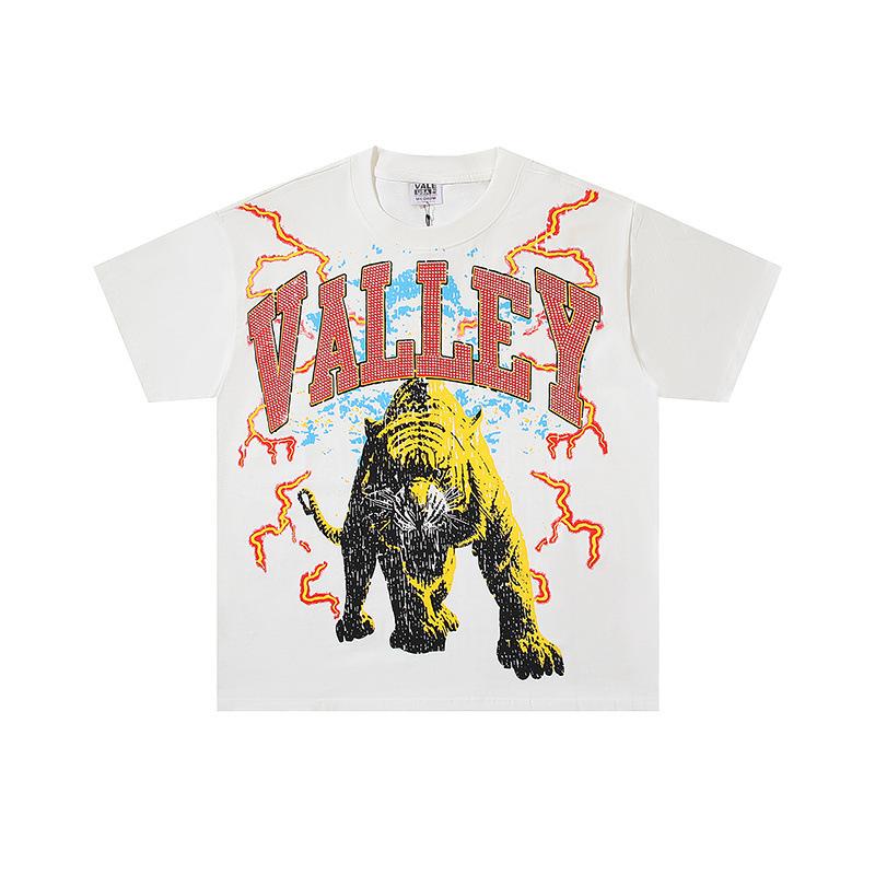 26 Cross-border foreign trade VALL Meichao high street retro washing water old direct injection hot diamond short sleeve pullover men's and women's 