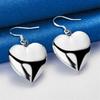 Charm 925 Sterling Silver Exquisite Shiny Heart Shape Drop Earrings Women's Fashion Wedding Party Jewelry