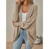 Women Open Front Ribbed Knit Cardigan Solid Blue Loose Batwing Long Sleeve Casual Outerwear Coat
