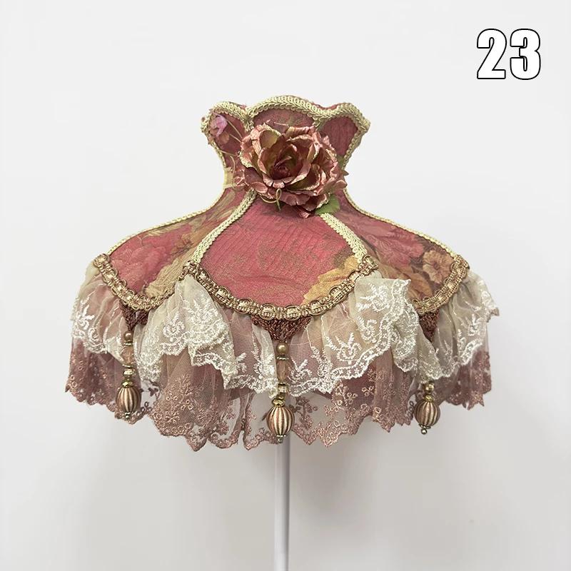 European Style Lampshade Luxury Retro Beaded Lace Flower Bedroom Bedside Lamp Floor Lamp Wall Lamp Dust Cover Home Decoration