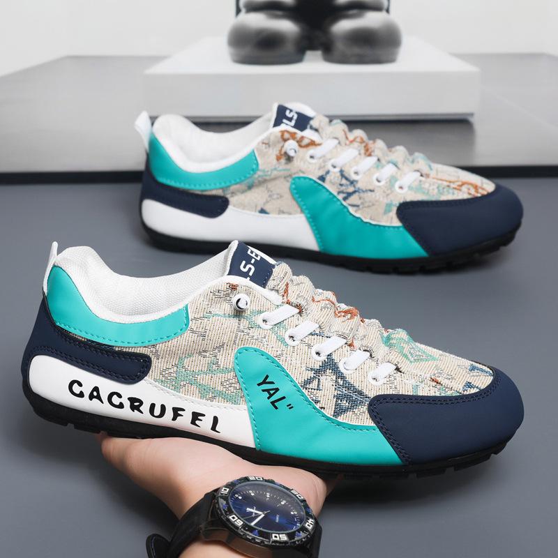 2025 autumn new casual men's shoes soft sole versatile breathable leather sneakers running shoes one pedal lazy shoes