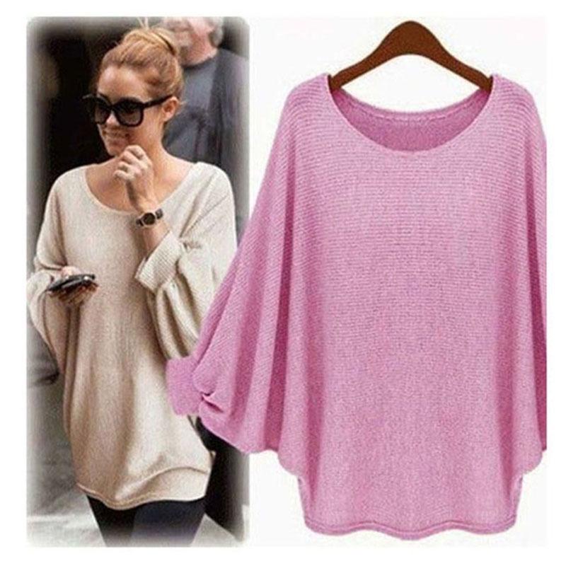 

Женский вязаный свитер с длинным рукавом «летучая мышь», повседневная рубашка, свободная блузка, джемпер Tag M=US XS