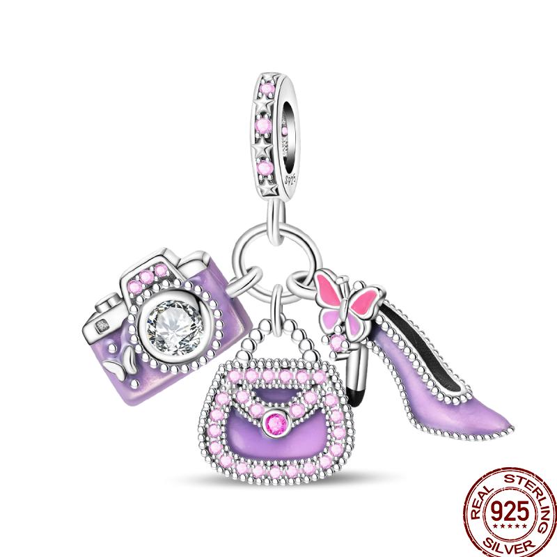 Sweet Copper Princess Dress Rainbow Horse Cat Charms Beads Fit Pan Original Bracelets Diy Jewelry