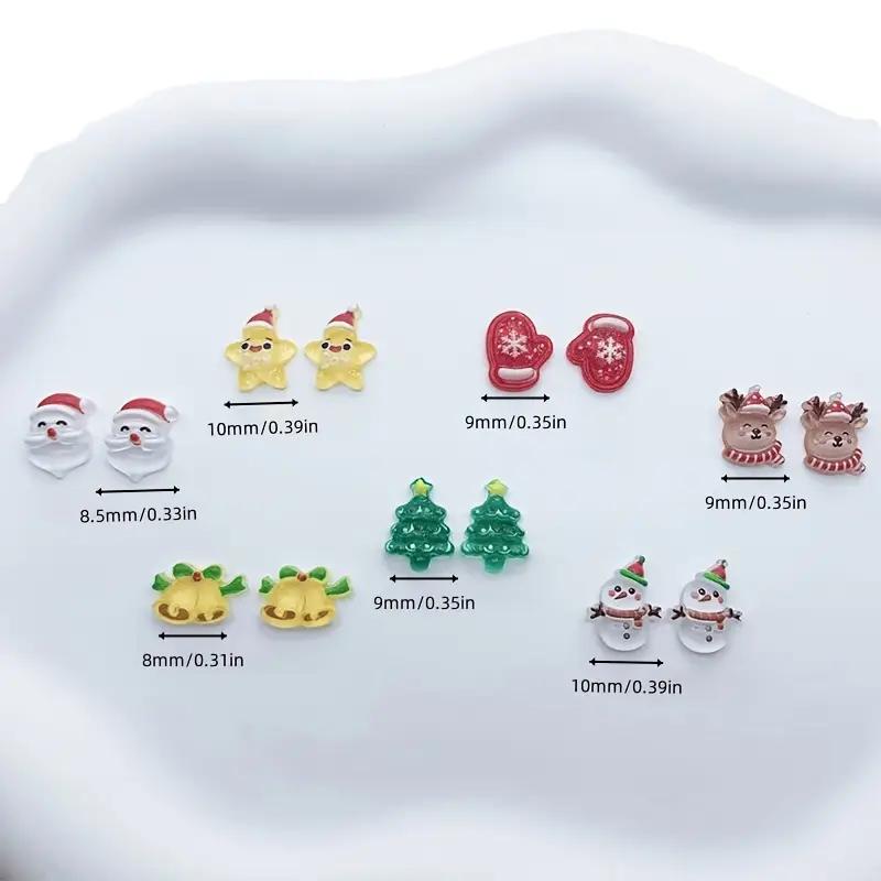 WTEMPO Mini Cute Christmas Resin Accessories Christmas Patterns DIY Crafts Hair Accessories Nail Art Scrapbooking Phone Case Making Accessories,