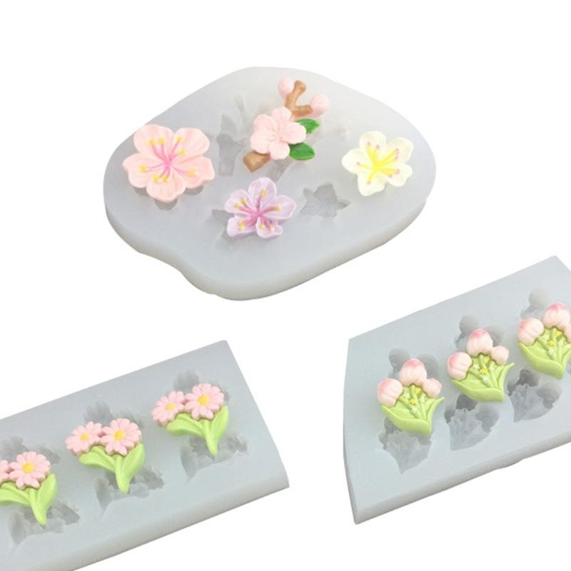6 Cavities Flower Silicone Molds Heat Resistant Silicone Candle Mould for Resin Casting Making Candle Soap Chocolate