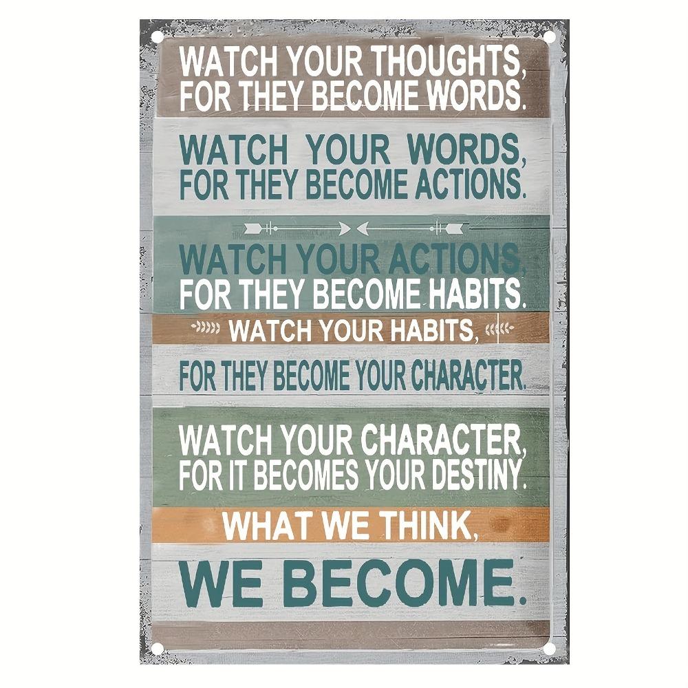

Мотивационный знак «Следите за своими мыслями», современный знак для офиса, гостиной, домашнего декора, картина, картина, произведение искусства чёрный