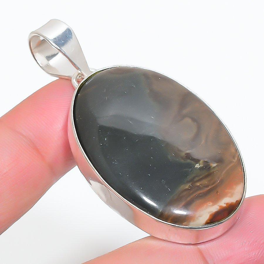 

Natural Picture Jasper Gemstone 925 Sterling Silver Jewelry Pendant 2.29 k6K95