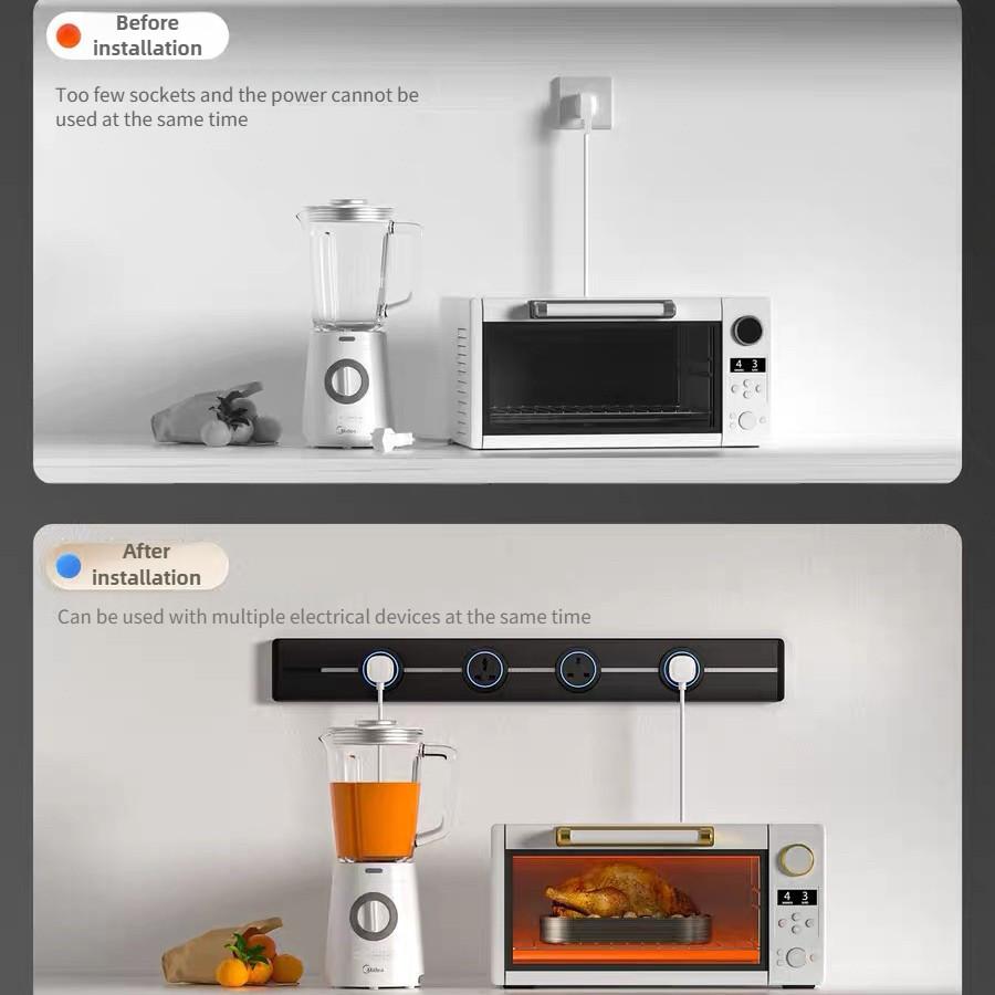 8000W Movable Track Power Socket Home Kitchen Appliances Plug Adapter Standard Wall Socket With USB