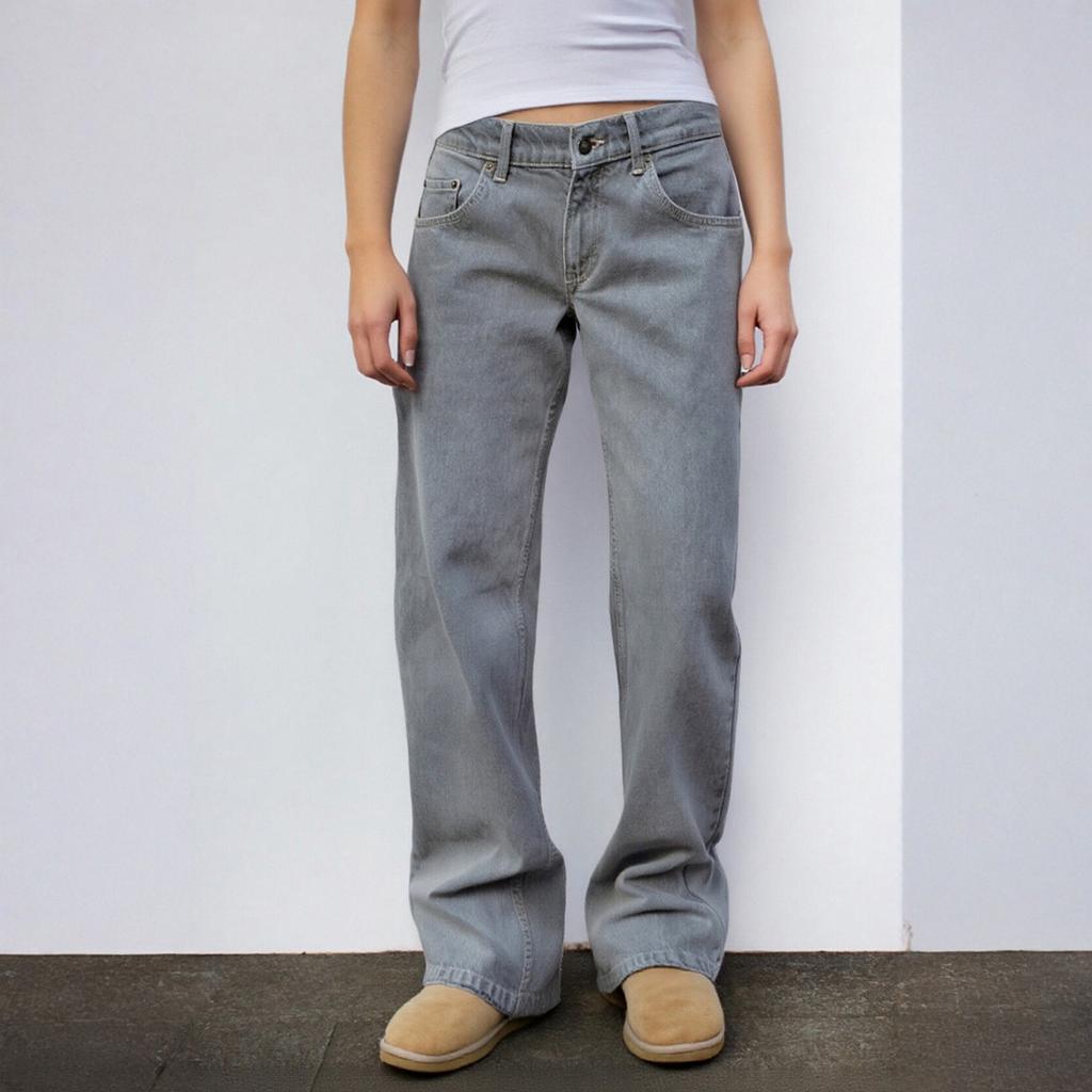 Women's Washed Retro Straight High Waist Wide Leg Loose Drape Versatile Jeans