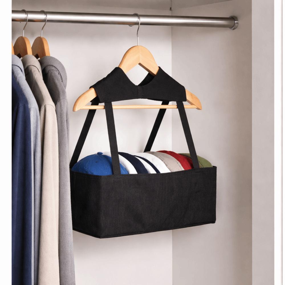 Non-woven Fabric Baseball Cap Storage Hanging Bag Folding Space Saving Hanging Cap Storage Basket Black Underwear Storage Box