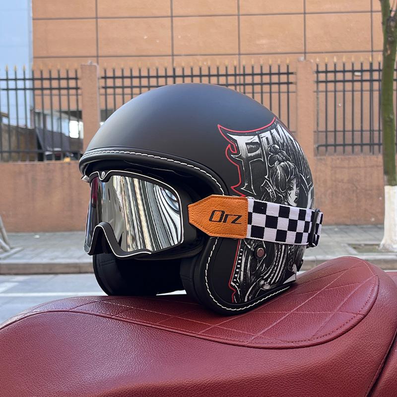2024 NEW Motorcycle Helmet for Men and Women 3C Certification 3/4 Helmet Retro Half Helmet Motorcycle Commuting for All Seasons