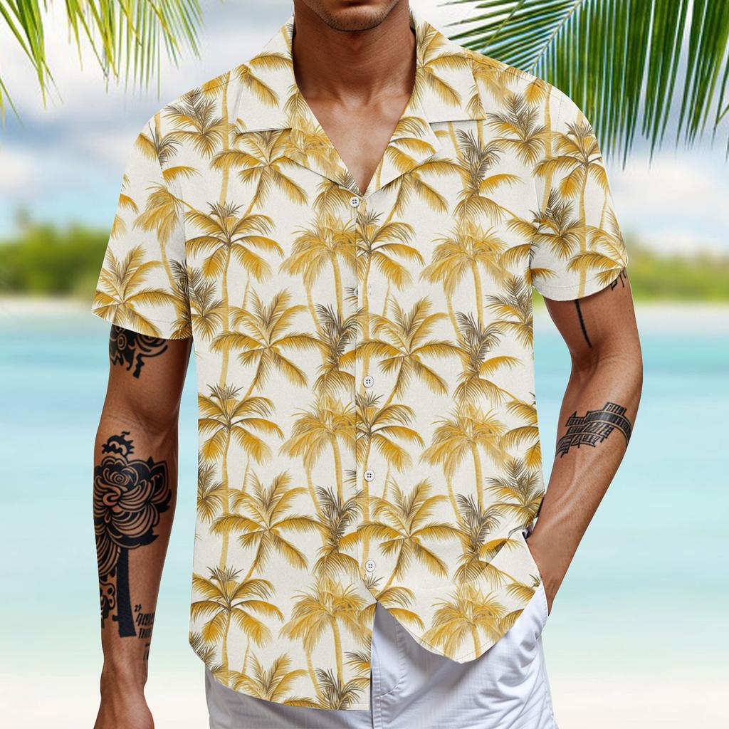Hawaiian Shirt For Men, Men's Vintage Button Down Bowling Shirts Short Sleeve Summer Beach Shirt