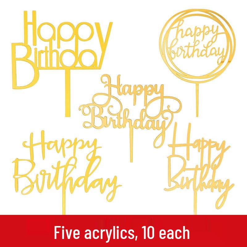 50-Pack Acrylic 'Happy Birthday' Cake Toppers - Popular Party Decorations with Free Shipping