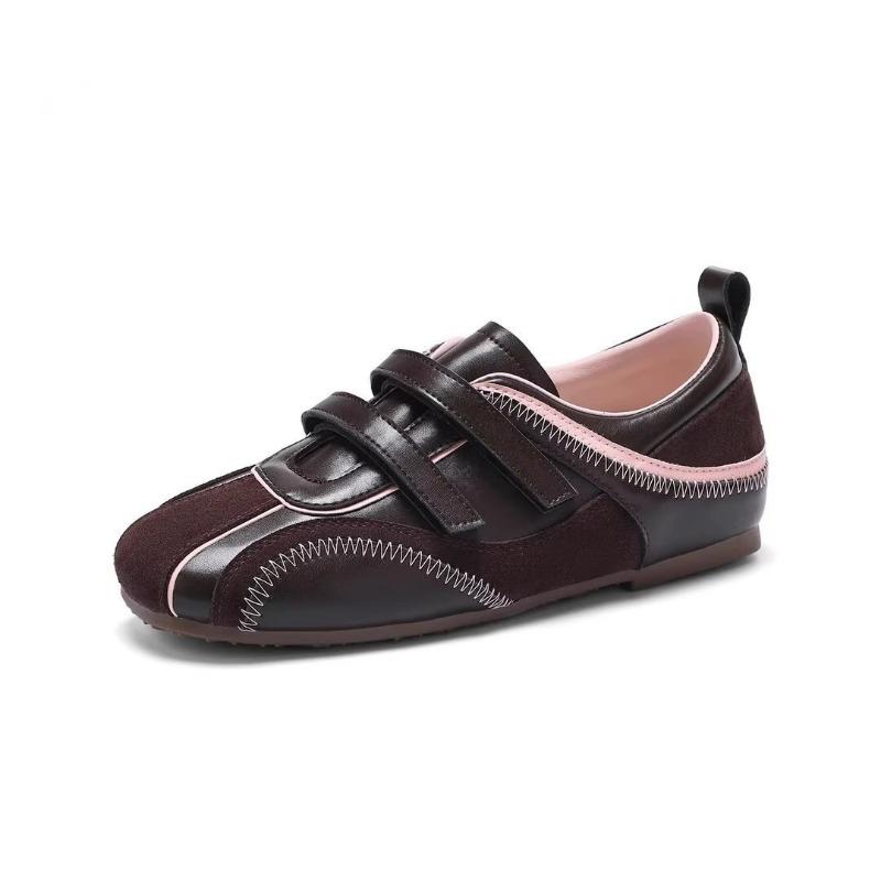 Retro Contrasting Color Splicing Velcro Women's New Comfortable and Lightweight Ballet Style